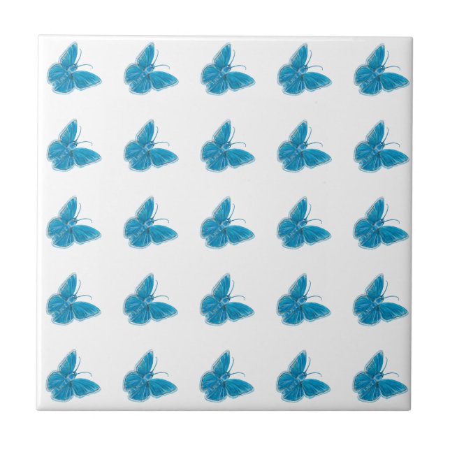 Carreau Motif d'illustration de papillons bleus (Devant)