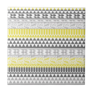 Carreau Motif d'impression tribal Aztec géométrique gris j