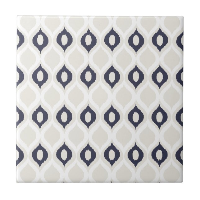 Carreau Motif D'Impression Tribale Ikat Géométrique Marine (Devant)