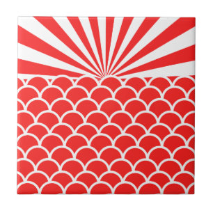 Carreau Motif d'inspiration japonaise Red Rising Sun