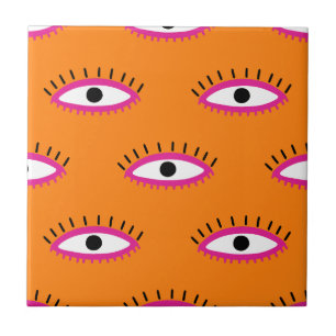 Carreau Motif d'oeil mal moderne brûlé Orange Boho