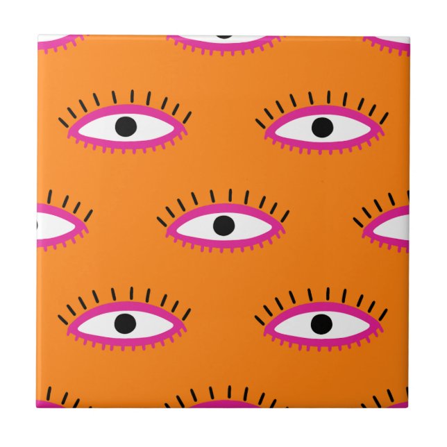Carreau Motif d'oeil mal moderne brûlé Orange Boho (Devant)