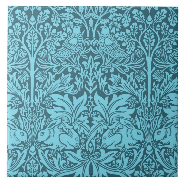 Carreau motif d'oiseaux et de lapins vintages (Devant)