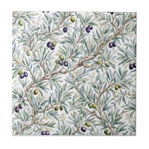Carreau Motif d'olive de campagne française aquarelle vert