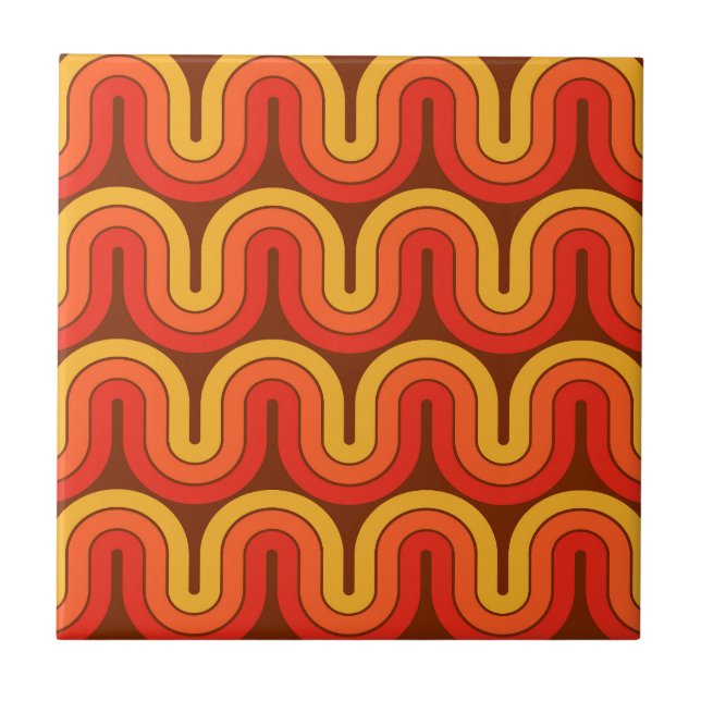 Carreau Motif d'onde de style rétro 1970 (Devant)