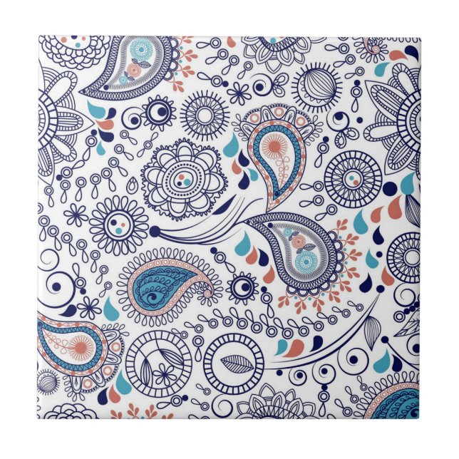 Carreau Motif Doodle Paisley (Devant)