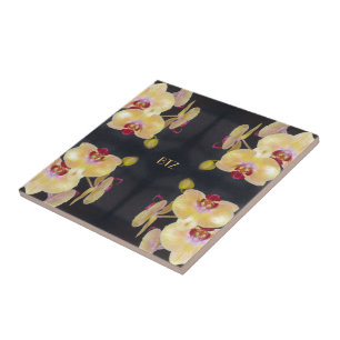 Carreau Motif d'orchidée jaune