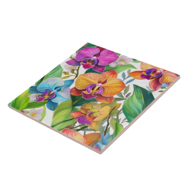 Carreau Motif d'orchidée tropicale transparent (Côté)