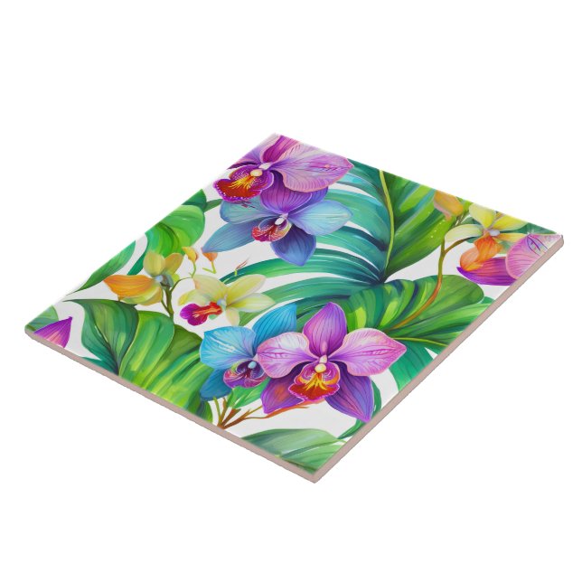 Carreau Motif d'orchidée tropicale transparent (Côté)