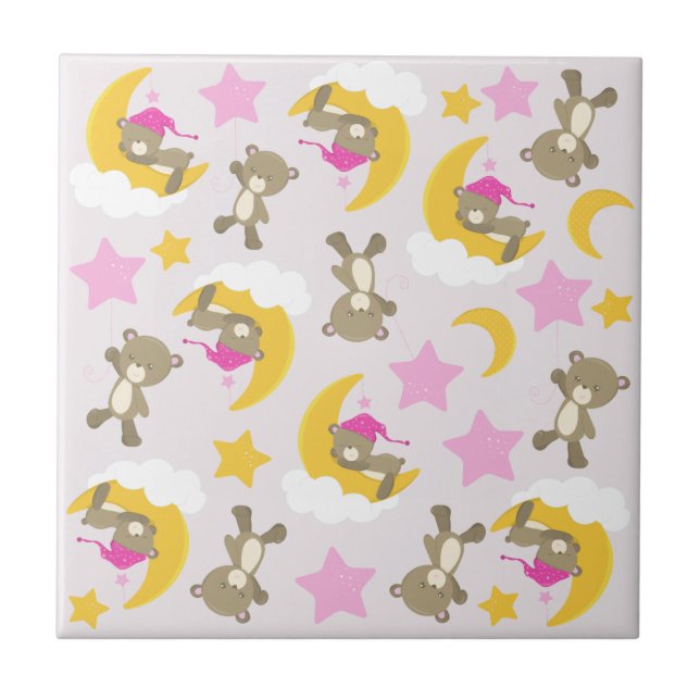 Carreau Motif D'Ours, Nounours, Mignons Ours, Étoiles (Devant)