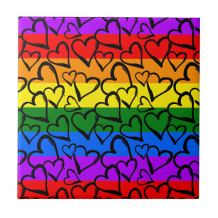 Carreau Motif du coeur arc-en-ciel