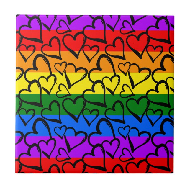 Carreau Motif du coeur arc-en-ciel (Devant)