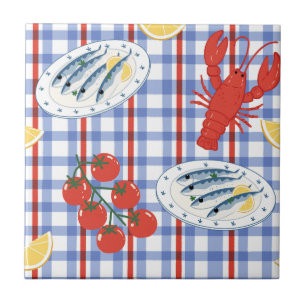 Carreau Motif du marché de fruits de mer méditerranéen (4)