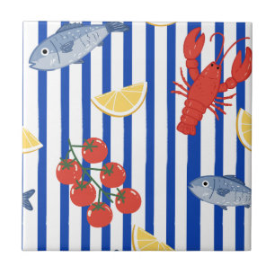 Carreau Motif du marché de fruits de mer méditerranéen (5)