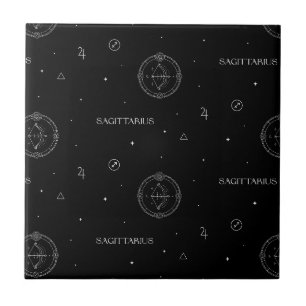 Carreau Motif du zodiaque Sagittaire en noir et blanc