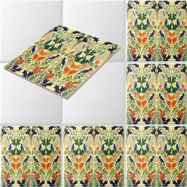 Carreau Motif Écureuils Oiseaux & Papillons (Créateur téléchargé)