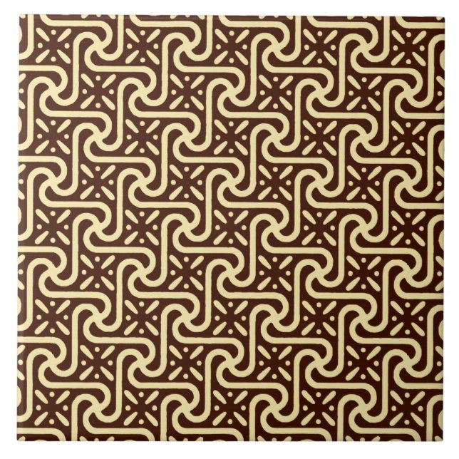 Carreau Motif égyptien de tuile, brun chocolat et bronzage (Devant)