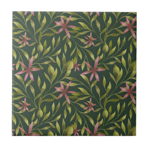 Carreau Motif élégant de fleurs roses sur fond sombre