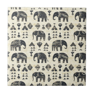 Carreau Motif éléphant bohème tribal (1)