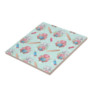 Carreau Motif éléphant de rentrée scolaire
