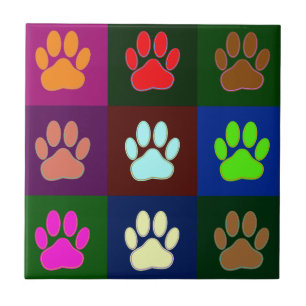 Carreau Motif Empreinte de patte de chien multicolore