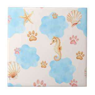 Carreau Motif Empreinte de patte d'inspiration océanique a