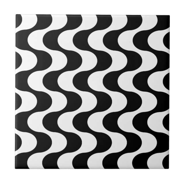Carreau Motif en bande style Wavy Op-Art rétro des années  (Devant)