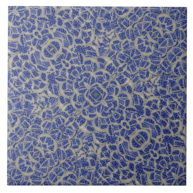 Carreau Motif en céramique bleu (Devant)