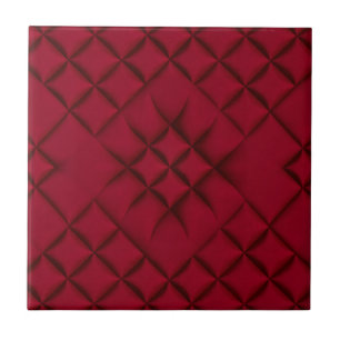 Carreau Motif en cuir matelassé rouge profond