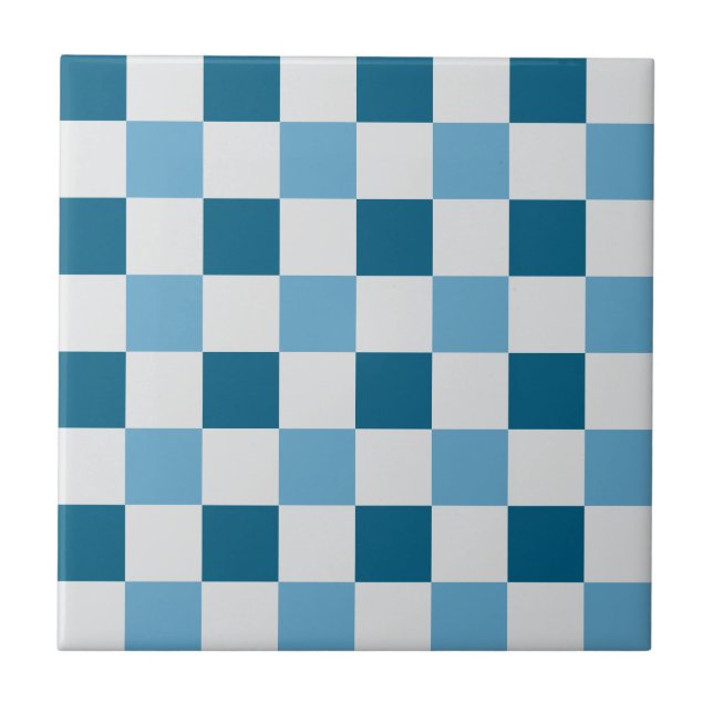 Carreau Motif en damier blanc et bleu (Devant)