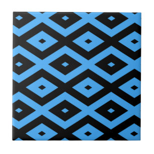 Carreau Motif en diamant bleu ciel et noir
