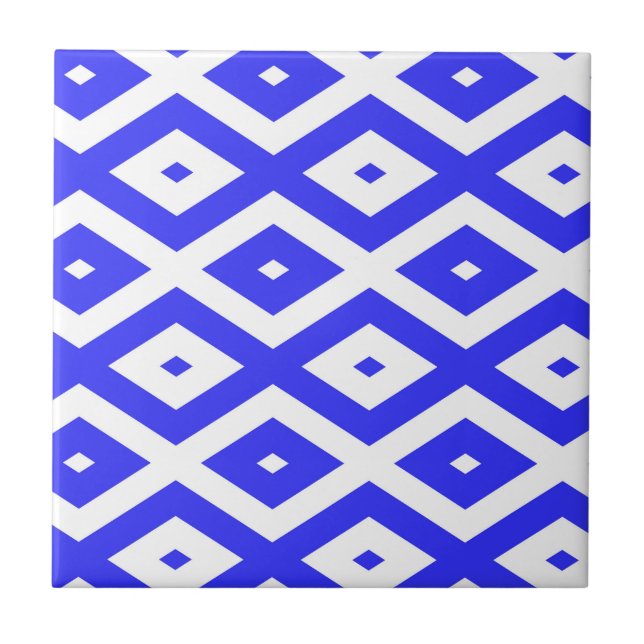 Carreau Motif en diamant bleu et blanc (Devant)