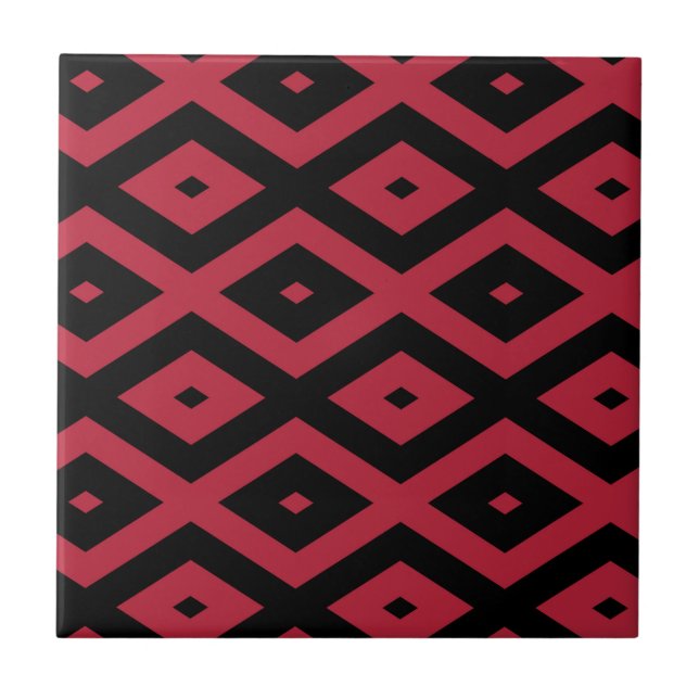 Carreau Motif en diamant rouge et noir (Devant)