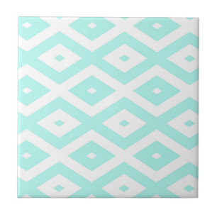 Carreau Motif en diamant Turquoise et blanc