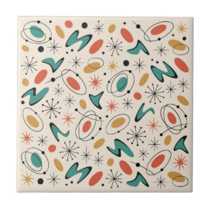 Carreau Motif en étoile éclatée de style Mid Century Moder