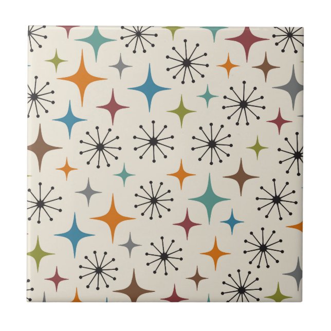 Carreau Motif en étoile éclatée de style Mid Century Moder (Devant)