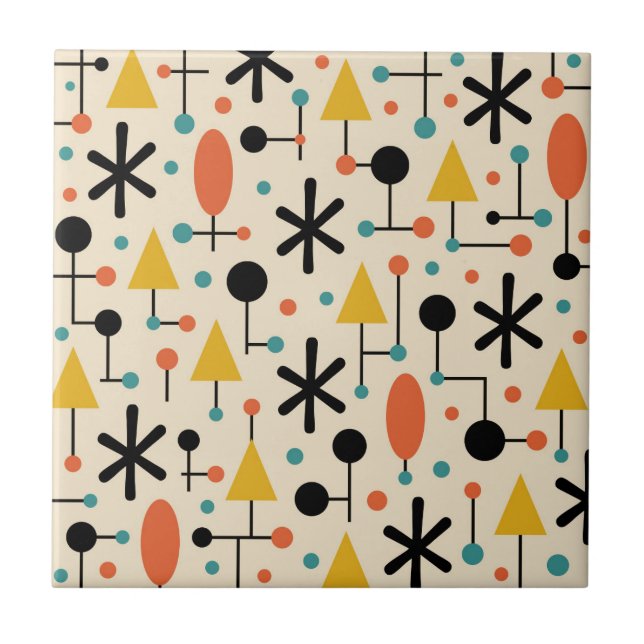 Carreau Motif en étoile éclatée de style Mid Century Moder (Devant)