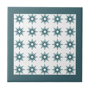 Carreau Motif en étoile turquoise du milieu du siècle