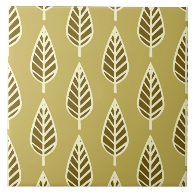Carreau Motif en feuille de hêtre - Chameau tan et brun (Devant)