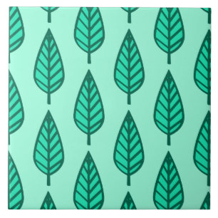 Carreau Motif en feuille de hêtre - Turquoise et aqua