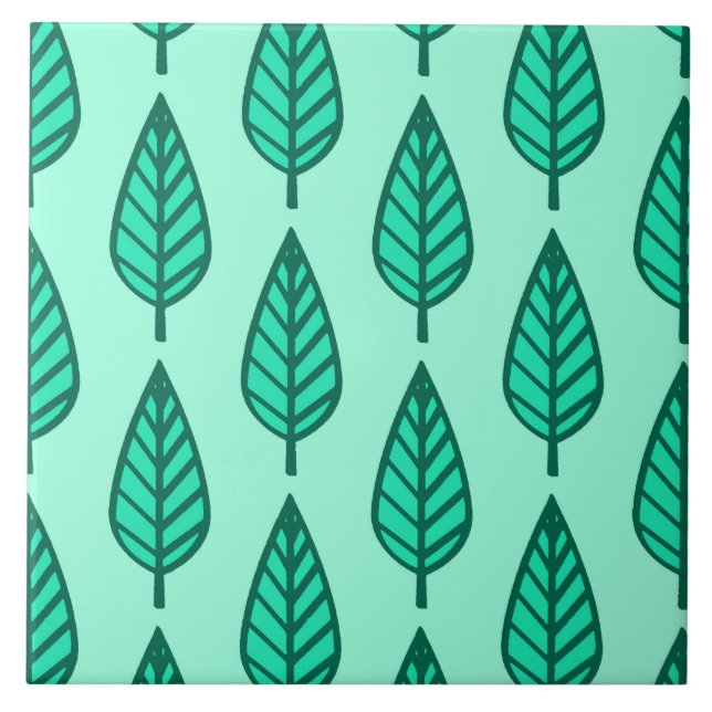 Carreau Motif en feuille de hêtre - Turquoise et aqua (Devant)
