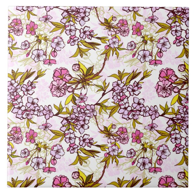 Carreau Motif en fleurs de cerisiers  (Devant)