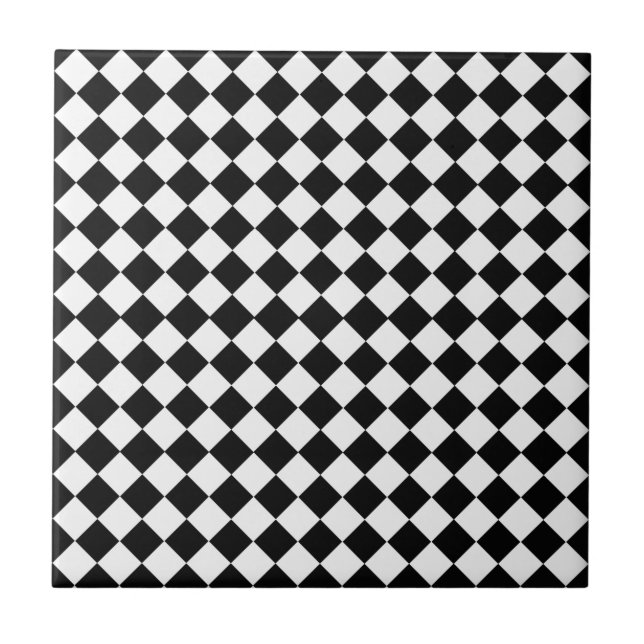 Carreau Motif en forme de diamant noir et blanc (Devant)