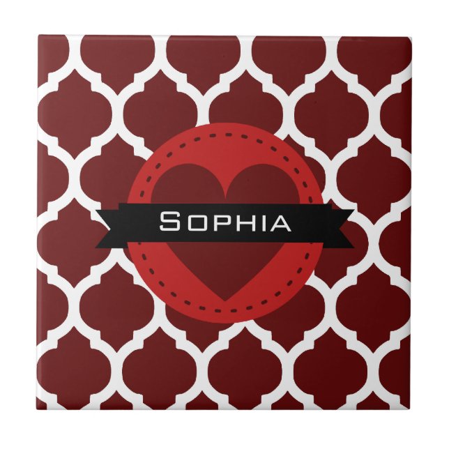 Carreau Motif en lattice noir rouge marocain (Devant)