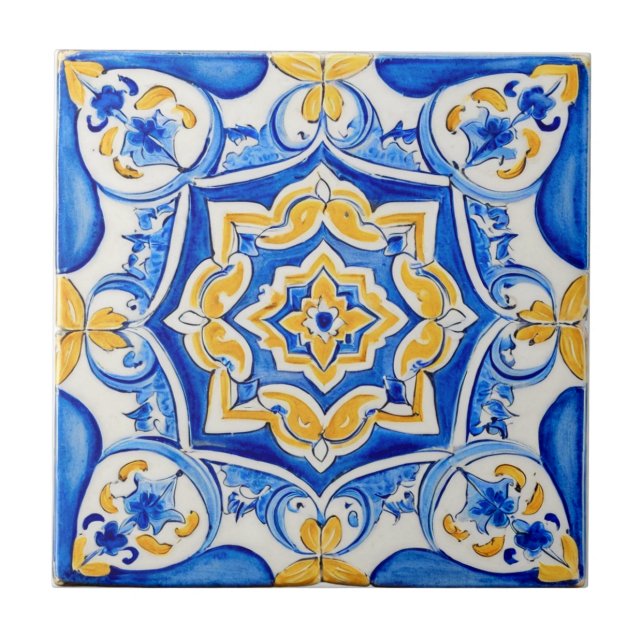 Carreau Motif en majolique peint à la main (Devant)