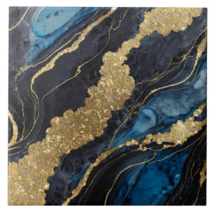 Carreau Motif en marbre bleu avec or