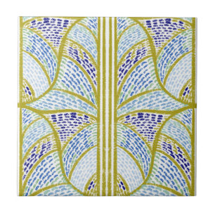 Carreau Motif en Mosaïque Bleue et Vert citron