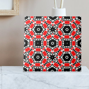 Carreau Motif en mosaïque rouge noir et blanc