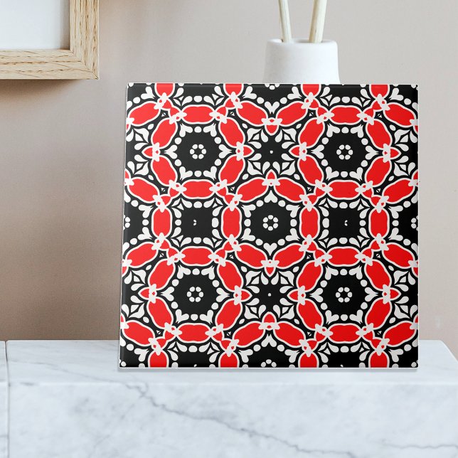 Carreau Motif en mosaïque rouge noir et blanc (Créateur téléchargé)