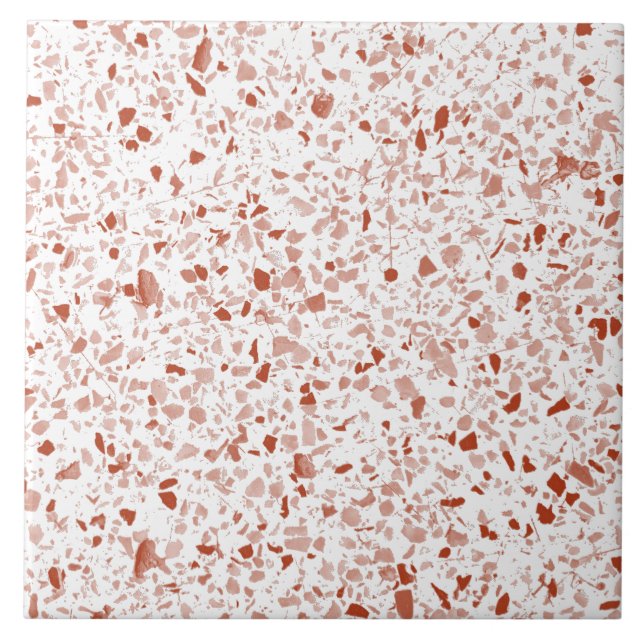 Carreau Motif en pierre de Terrazzo blanc minimal en terre (Devant)